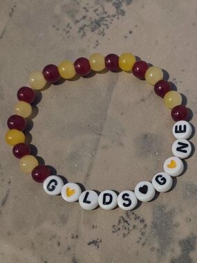 Kids Beaded Name Bracelet - Yellow & Burgundy
